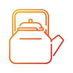 Kettle icon. boiling, water, tea, kitchen, steam, cookware, metal, pot, handle, appliance. Vector Icon Illustration