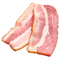 Slices of tasty bacon with meat and fat, ready to cook