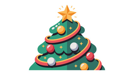 Festive Christmas Tree Decoration: A vibrantly decorated Christmas tree, adorned with shimmering ornaments and a shining star, bringing holiday cheer.