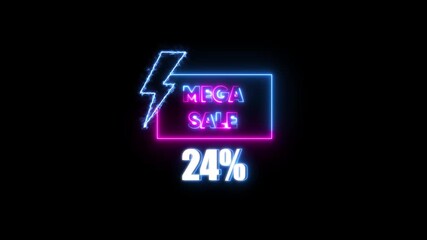 Neon Mega Sale 24 Percent Discount Lightning Bolt Graphic image photo