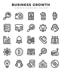 business growth icons pack. lineal icons set. business growth collection set.