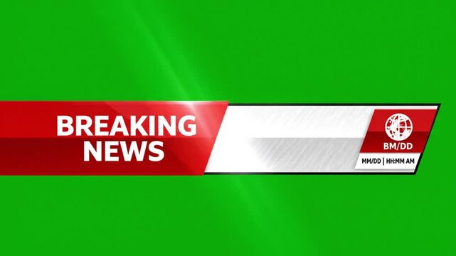 Urgent breaking news alert with customizable green screen for seamless integration into any news report or announcement with dramatic impact
