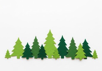 Obraz premium A diverse collection of stylized green pine trees in various sizes and shades creating a festive forest landscape