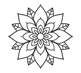 Mandala Flower Design &ndash; Simple Floral Line Art Coloring Page