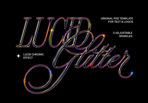 Lucid Glitter Chrome Text & Logo Effect Mockup