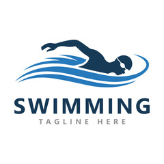 Swimming logo vector illustration design template