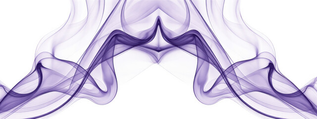 Symmetrical purple smoke wisps forming abstract shapes against black isolated on a transparent background 1