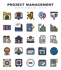Project Management icons set. Collection of simple Lineal Color web icons.