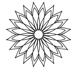 Mandala Flower Design &ndash; Simple Floral Line Art Coloring Page