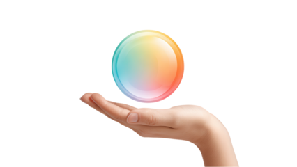 Hand Holding Colorful Sphere