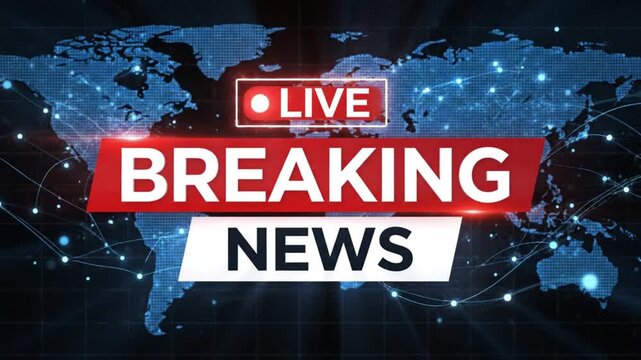 Urgent breaking news broadcast with global map animation for professional video intro or impactful presentation opener, captivating attention immediately