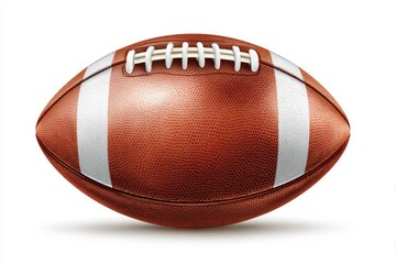 Oval ball used in rugby football league for training and competition with distinctive stitching and texture