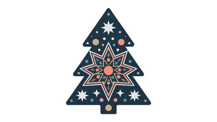 Festive Geometric Christmas Tree: A meticulously designed festive geometric Christmas tree stands as a vibrant symbol of holiday cheer. Showcasing intricate details and a stylized design.