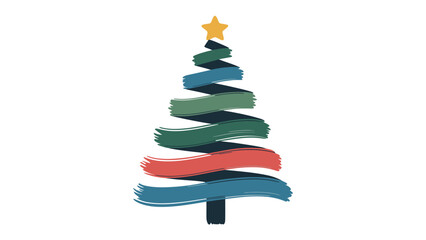 Festive Holiday Tree: A festive illustration of a Christmas tree adorned with colorful brushstrokes and a shining star, representing holiday cheer and celebration.
