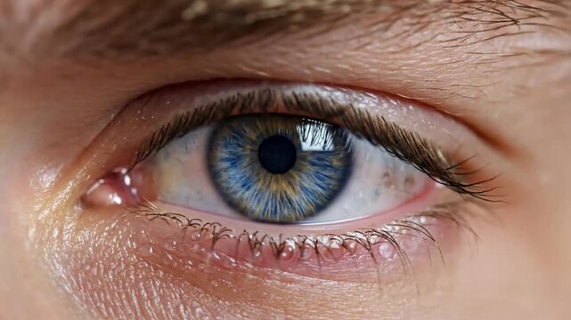 Extreme Closeup Of Blue Human Eye With Detailed Iris Texture And Real Skin Pores High Resolution Macro Visual Focus