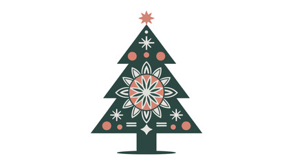 Festive Tree Emblem: A stylized Christmas tree in a minimalist style, perfect for evoking the joyous spirit of the holiday season.