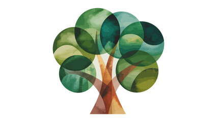 Abstract Watercolor Tree: An artistic representation of a tree, created with overlapping watercolor circles in varying shades of green, showcasing nature's beauty and the harmony of the environment.