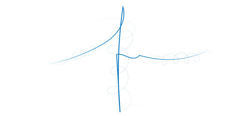 Dynamic light blue abstract line art with elegant curves and loops on a clean white background.