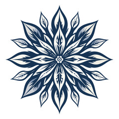 Intricate floral design with symmetrical petals and detailed patterns.