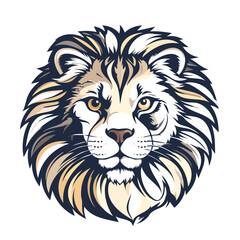 Majestic Lion Head Illustration with Detailed Mane.