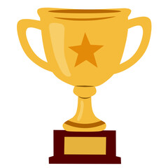 Golden Trophy Cup in Flat Style for Sports Awards Design