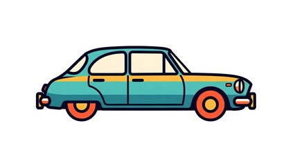 Obraz premium Vintage Car: A stylized illustration of a vintage car, evoking nostalgia for classic automobile design, highlighting clean lines and a retro color palette.