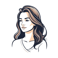 Portrait of a young woman with flowing brown hair looking to the side.