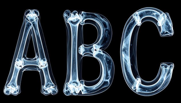X-ray Alphabet - A, B, and C in Bone Structure.