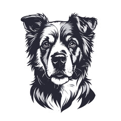 Intense Gaze of a Border Collie Dog Head Portrait.