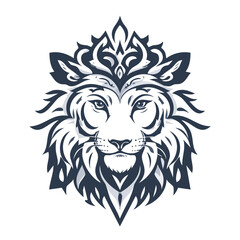 Majestic Lion Head Emblem with Regal Crown Illustration.