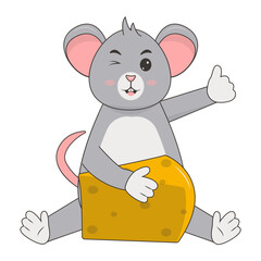 Baby Mouse Character in Cartoon Design. Vector Illustration