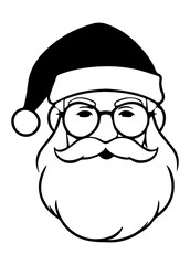 simple santa claus black and white shape vector cartoon illustration