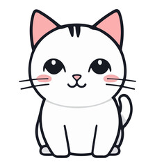 cute smiling fluffy cat sitting and staring vector illustration