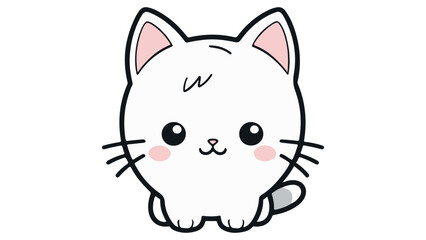 cute circle cat sitting vector illustration cartoon style 