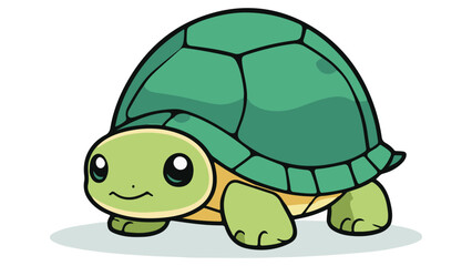 cute cartoon green smiling tortoise vector illustration