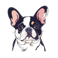 Adorable Boston Terrier Portrait with Striking Black and White Markings.