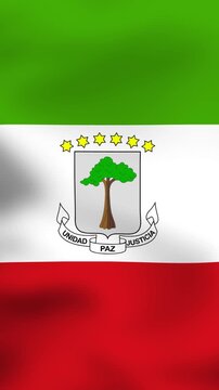 National flag of Equatorial Guinea waving in the wind, symbol of independence, pride, and cultural heritage.