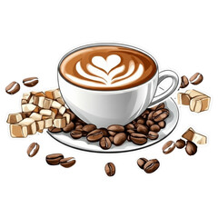 coffee cup and beans