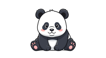 Cute cartoon baby panda sitting happily with rosy cheeks design