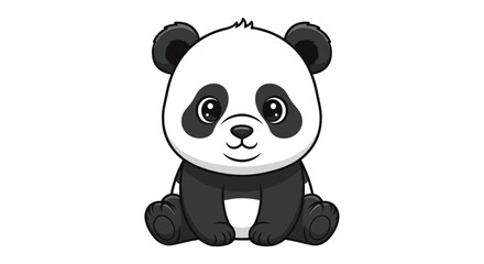 Cute happy baby panda sitting, adorable cartoon vector illustration