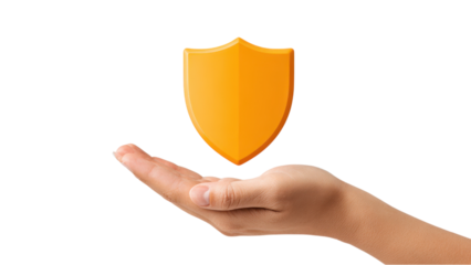 Shield Protection: Security & Safety in Hand on White