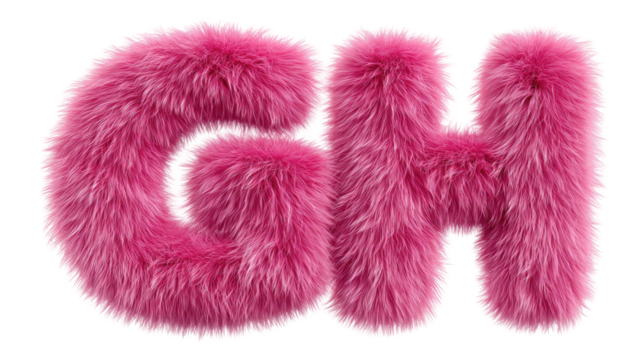 pink fluffy textured letter GH created from soft fur material,isolated on white background for playful decorative design and creative typography projects - Powered by Adobe
