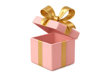 Obraz premium Pink gift box opening with golden ribbon bow