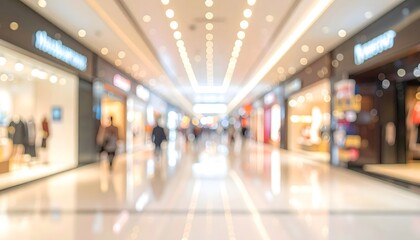 Blurry photo of inside of the mall with bright lights inside of the building