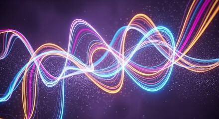 Fototapeta premium Colorful Light Waves Abstract Illustration on Dark Background