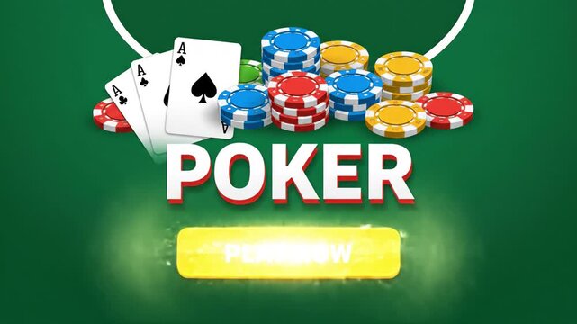 Poker chips and playing cards with ace symbols on green background featuring colorful casino chips and card suits for exciting gambling game experience and vibrant casino tokens stack