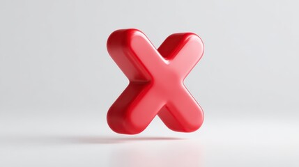 Obraz premium Red X Mark Symbol: The bold, three-dimensional red X symbol stands out. it gives the viewer a sense of rejection, or error and serves as a strong visual cue.