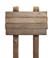 wooden sign, isolated on white background.