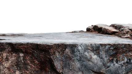 Cliff Edge: A rugged cliff edge, weathered by time and nature's elements, stands strong, offering a dramatic perspective against the vast openness.