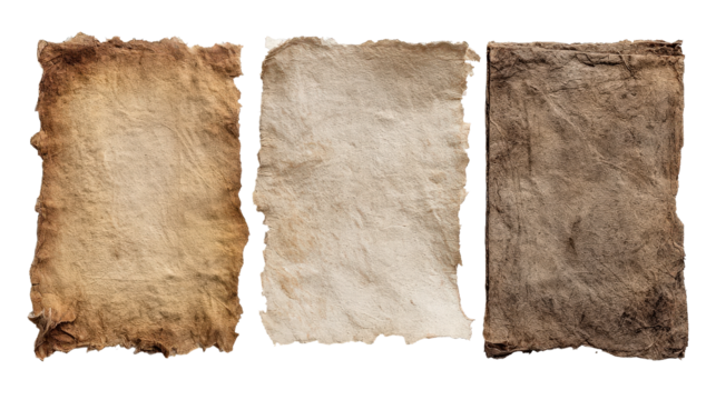 Antique Paper Textures: Close-up of three antique papers with textured surface and faded coloration, perfect for adding a touch of history to your projects.